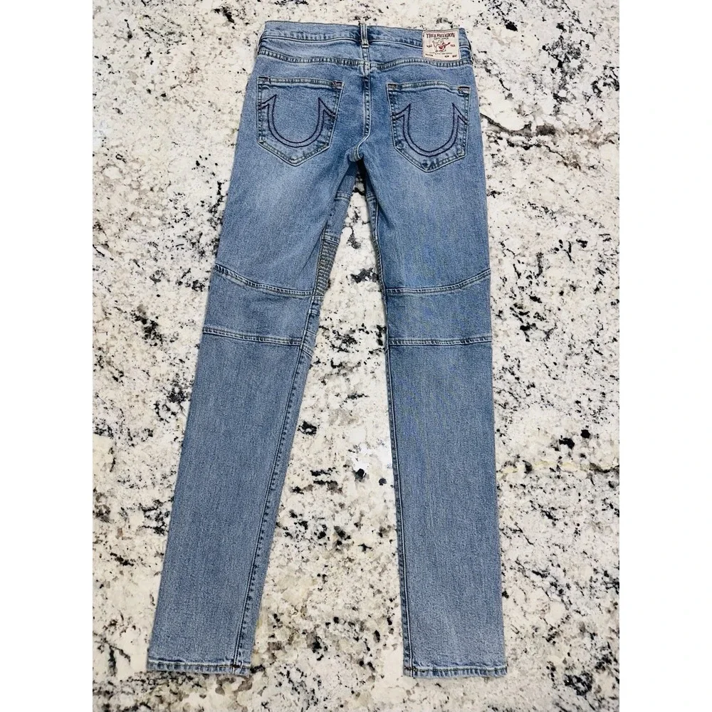 True Religion Rocco Moto‎ Relaxed Skinny Blue Denim Jeans (29x33) Urban Style